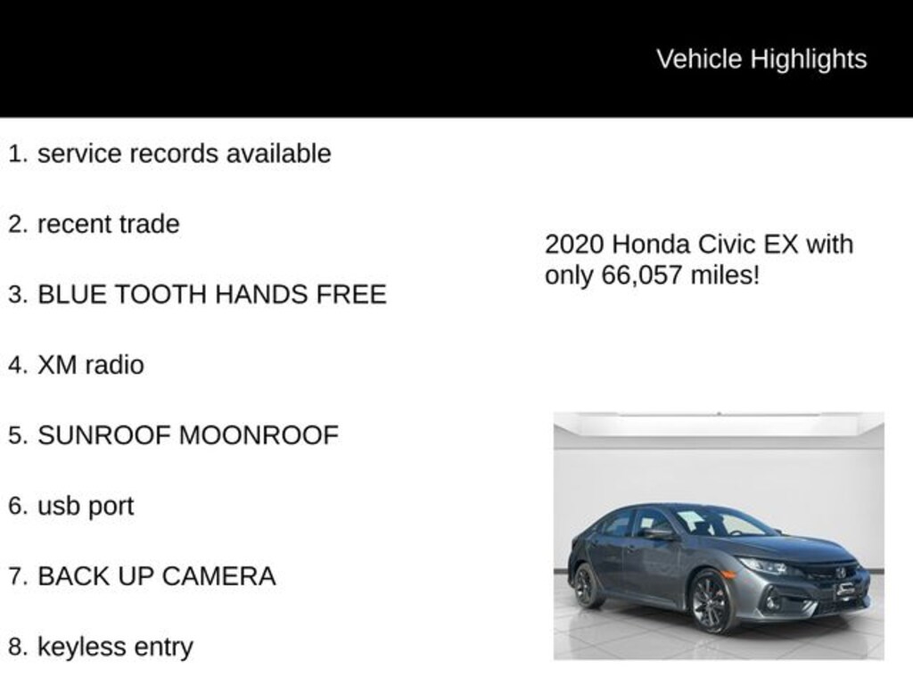 Used 2020 Honda Civic EX Hatchback