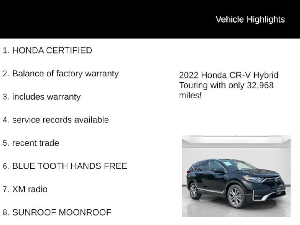 Certified 2022 Honda CR-V Hybrid Touring SUV