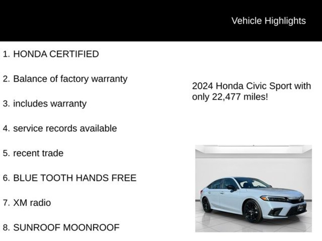 Certified 2024 Honda Civic Sport Sedan
