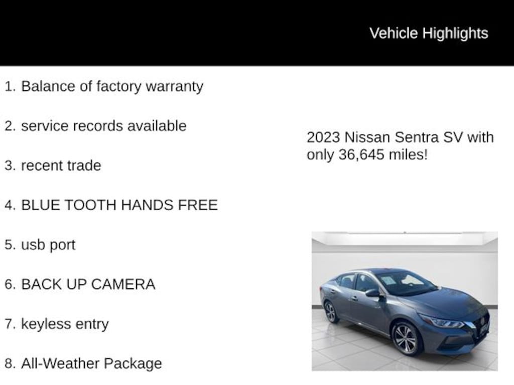 Used 2023 Nissan Sentra SV Sedan
