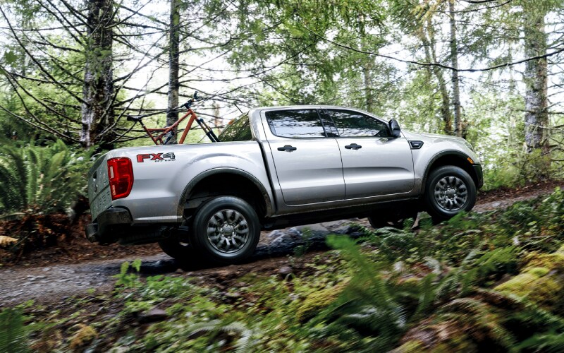 New Ford Ranger with bikes in the back