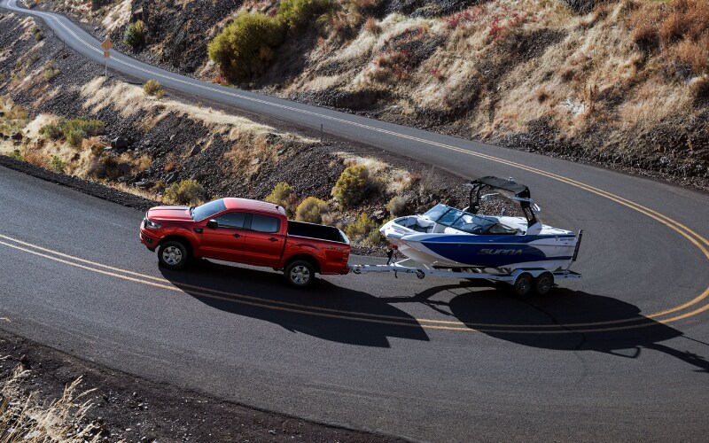 New Ford Ranger towing a boat