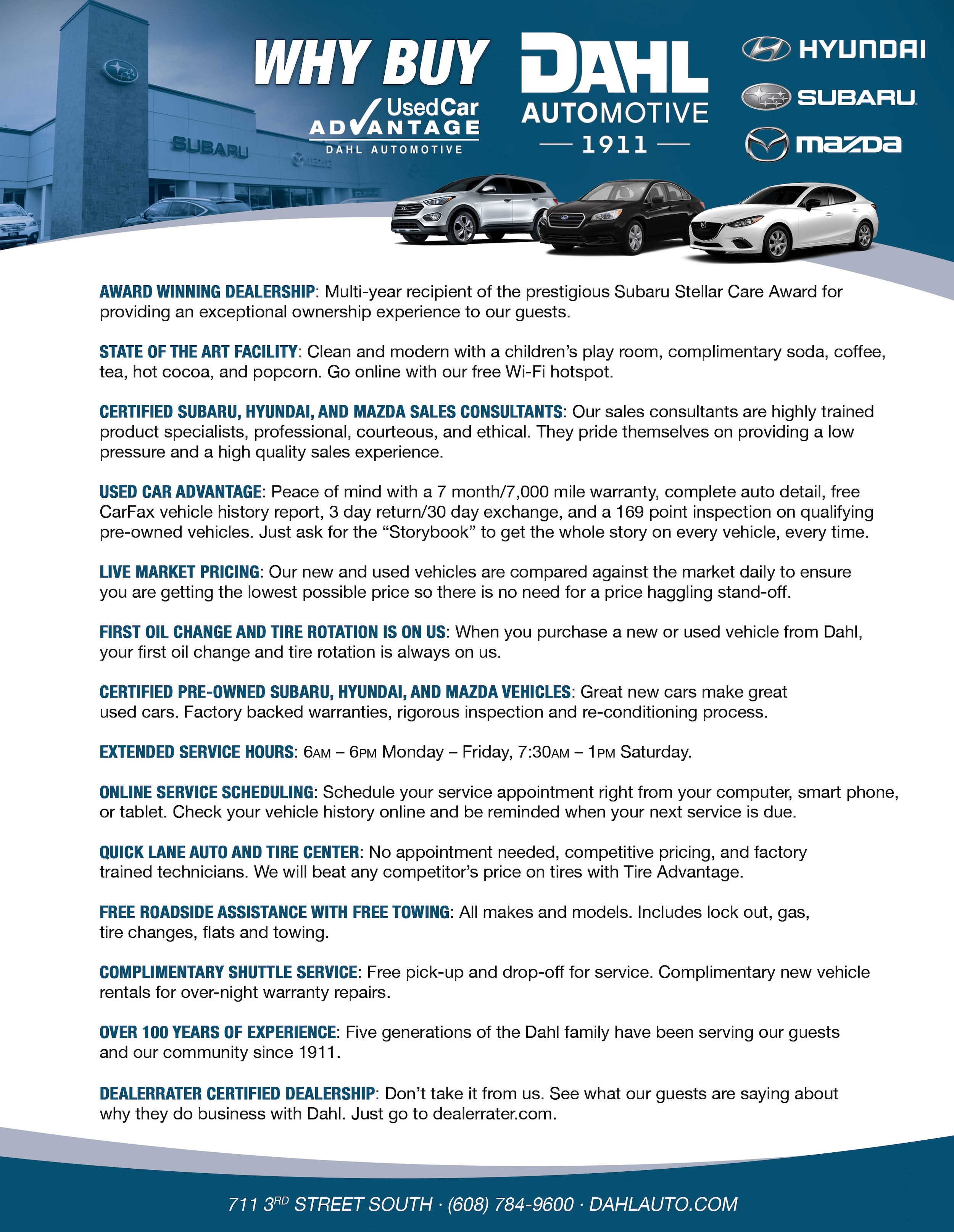 Why Buy At Dahl Subaru Hyundai Mazda Dahl Subaru