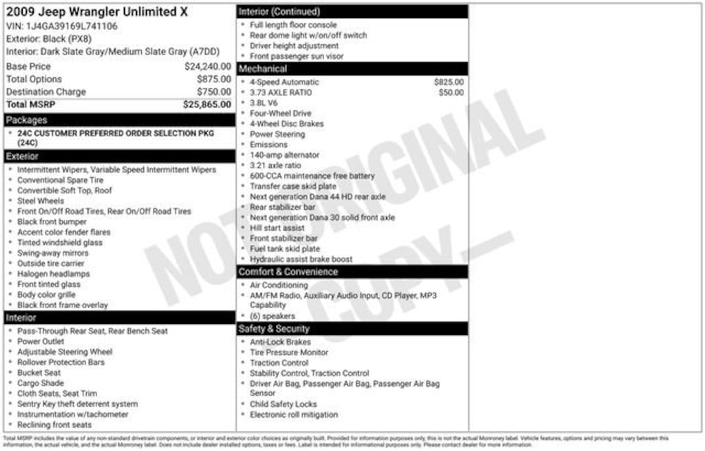 Used 2009 Jeep Wrangler Unlimited X SUV