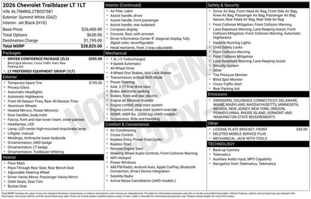 New 2026 Chevrolet Trailblazer LT SUV