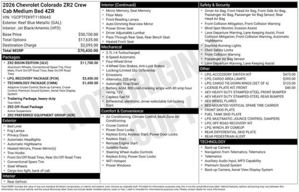 New 2026 Chevrolet Colorado ZR2 Truck Crew Cab