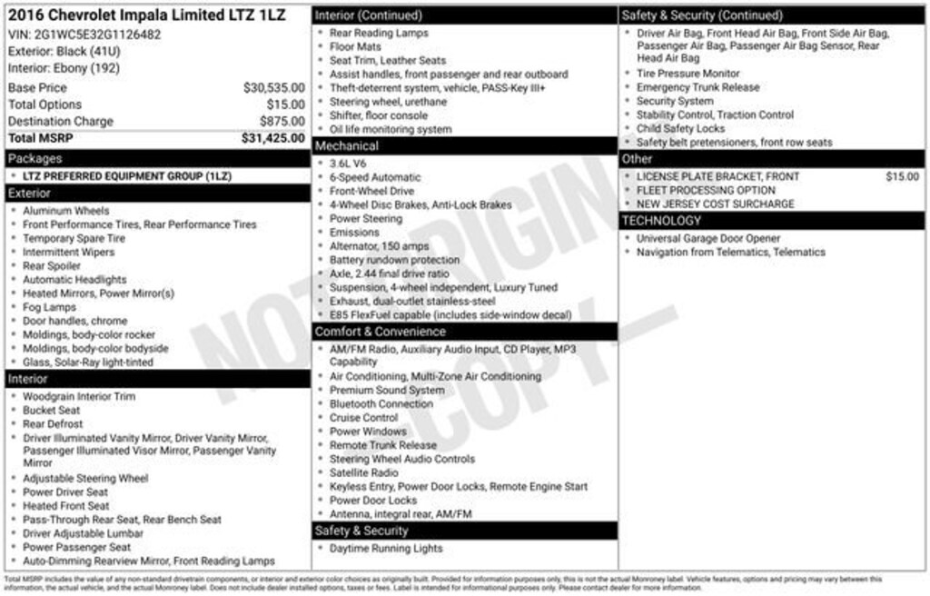 Used 2016 Chevrolet Impala LTZ Sedan