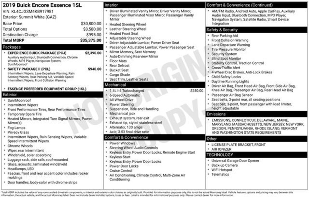 Used 2019 Buick Encore Essence SUV