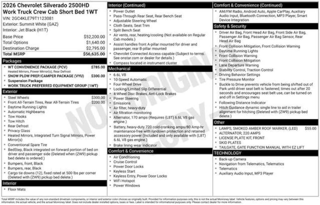 New 2026 Chevrolet Silverado 2500 HD WT Truck Crew Cab