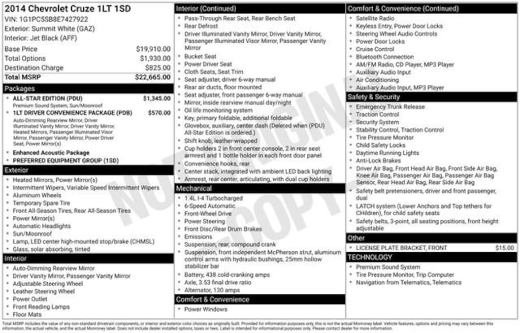 Used 2014 Chevrolet Cruze 1LT Sedan