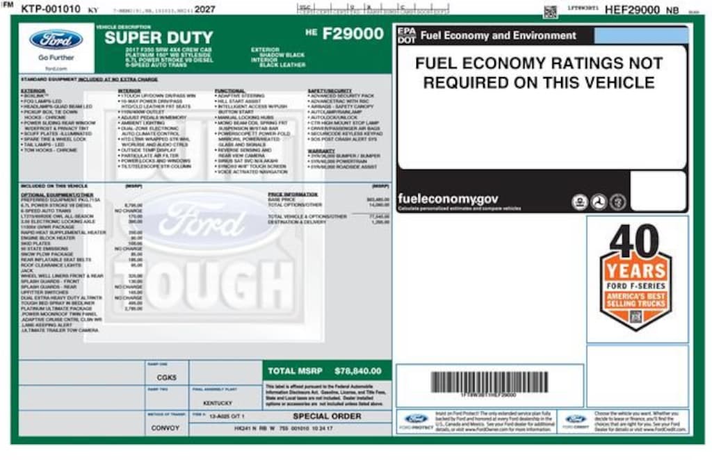 Used 2017 Ford Super Duty F-350 SRW Platinum Truck Crew Cab
