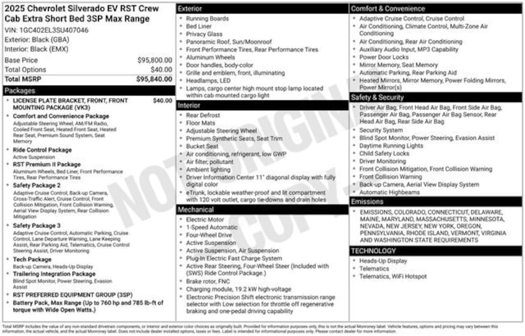 New 2025 Chevrolet Silverado EV RST - Max Range Truck Crew Cab