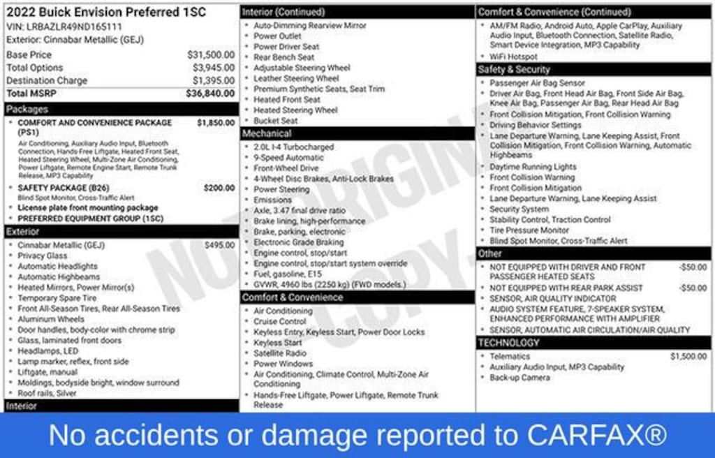 Used 2022 Buick Envision Preferred SUV