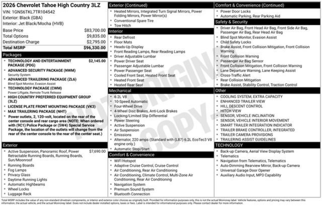 New 2026 Chevrolet Tahoe High Country SUV