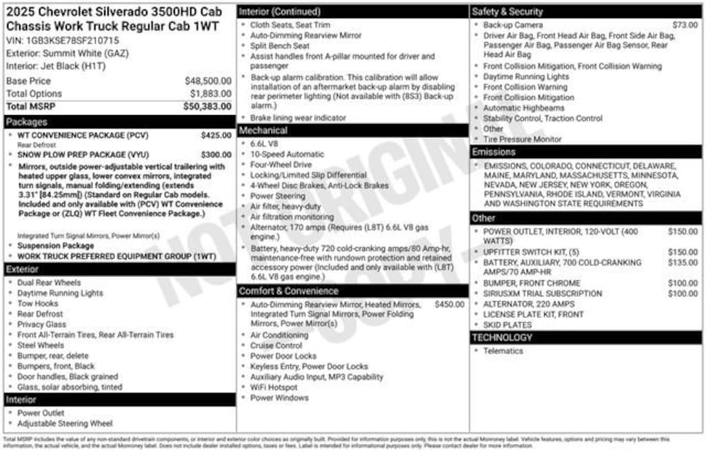 New 2025 Chevrolet Silverado 3500 HD Chassis Cab Work Truck Truck Regular Cab