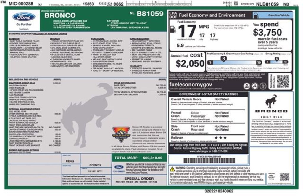 Used 2022 Ford Bronco Wildtrak SUV