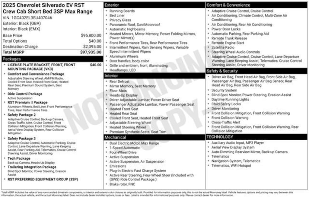 New 2025 Chevrolet Silverado EV RST - Max Range Truck Crew Cab