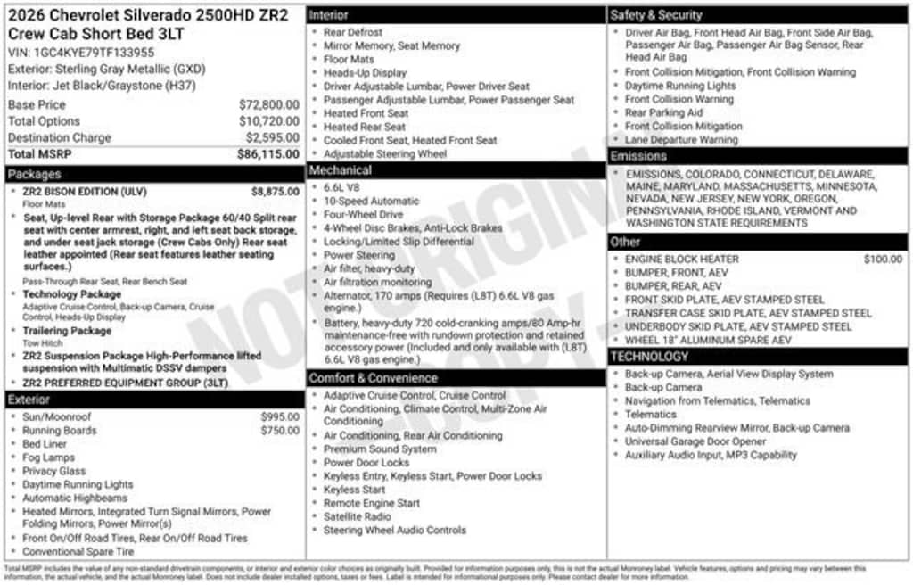 New 2026 Chevrolet Silverado 2500 HD ZR2 Truck Crew Cab