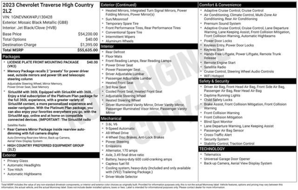 Used 2023 Chevrolet Traverse High Country SUV