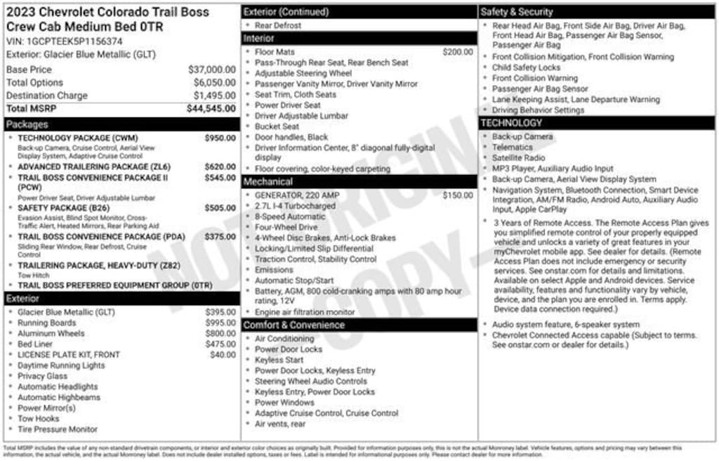 Used 2023 Chevrolet Colorado 4WD Trail Boss Truck Crew Cab
