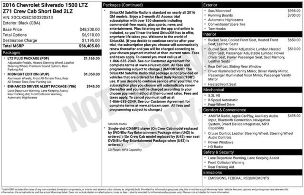 Used 2016 Chevrolet Silverado 1500 LTZ Truck Crew Cab