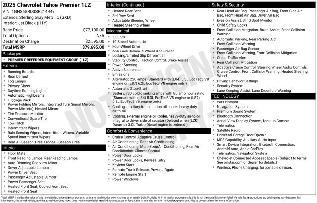 Used 2025 Chevrolet Tahoe Premier SUV