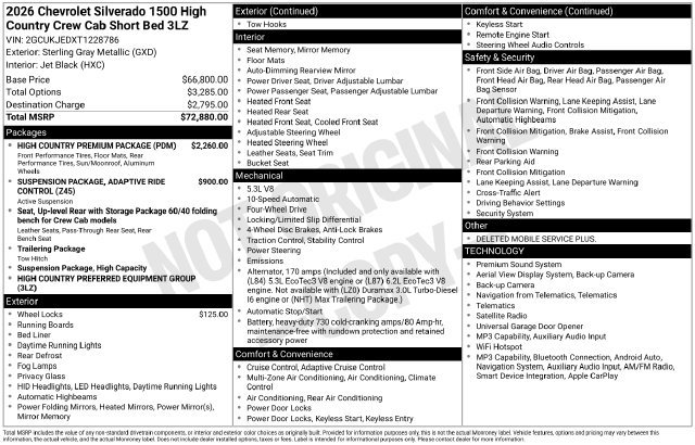 New 2026 Chevrolet Silverado 1500 High Country Truck Crew Cab