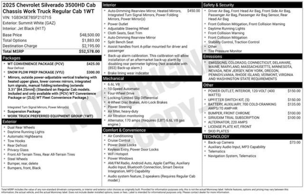 New 2025 Chevrolet Silverado 3500 HD Chassis Cab Work Truck Truck Regular Cab