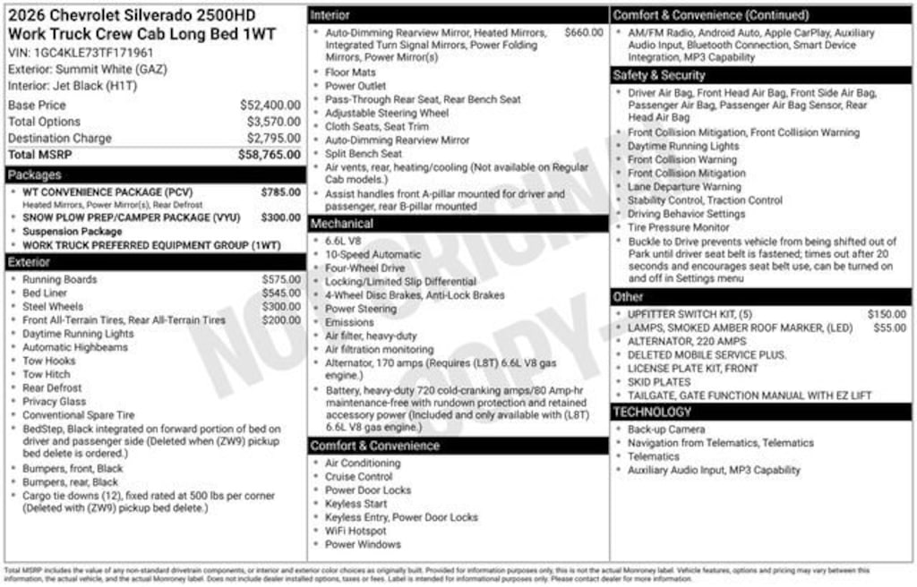 New 2026 Chevrolet Silverado 2500 HD WT Truck Crew Cab