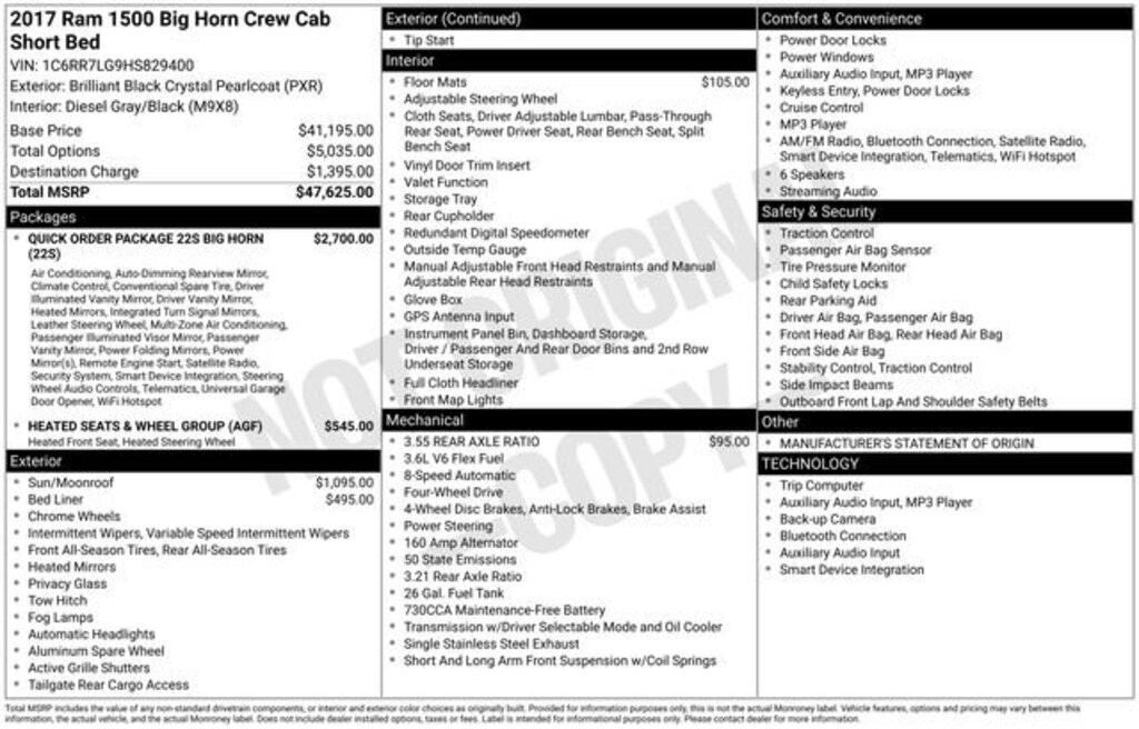 Used 2017 Ram 1500 Big Horn Truck Crew Cab