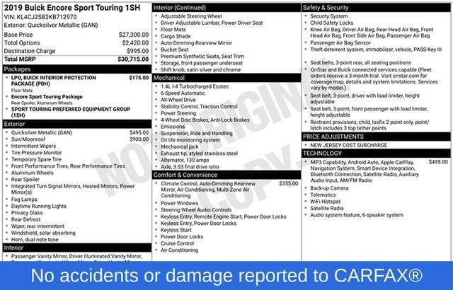 Used 2019 Buick Encore Sport Touring with VIN KL4CJ2SB2KB712970 for sale in Boonton, NJ