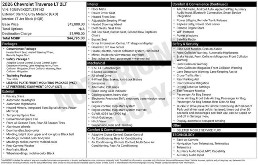 New 2026 Chevrolet Traverse LT SUV