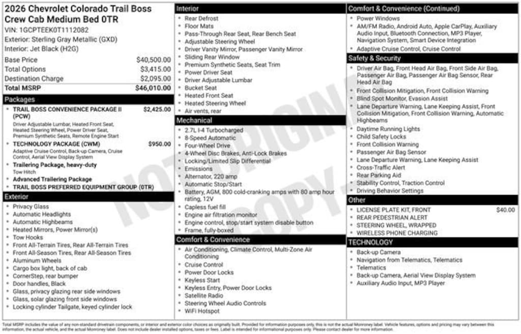 New 2026 Chevrolet Colorado Trail Boss Truck Crew Cab