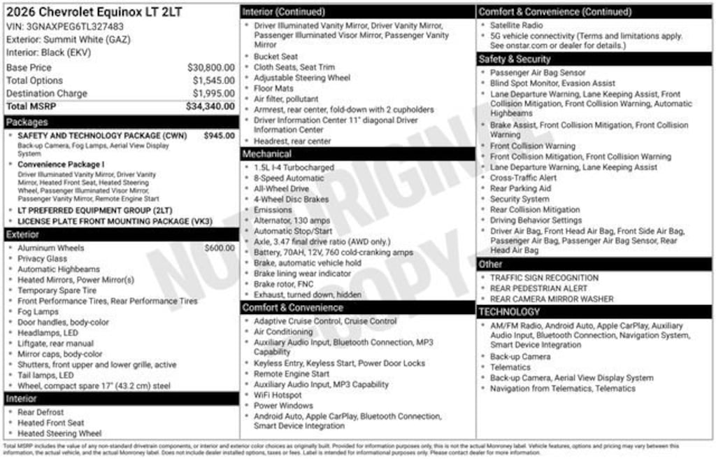 New 2026 Chevrolet Equinox LT SUV
