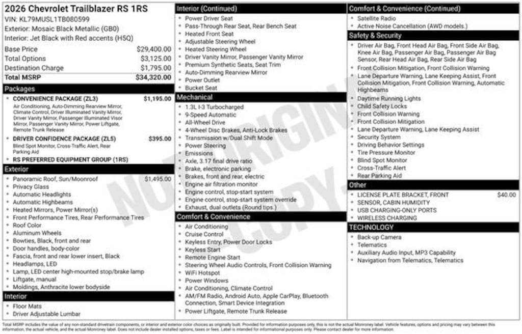 New 2026 Chevrolet Trailblazer RS SUV