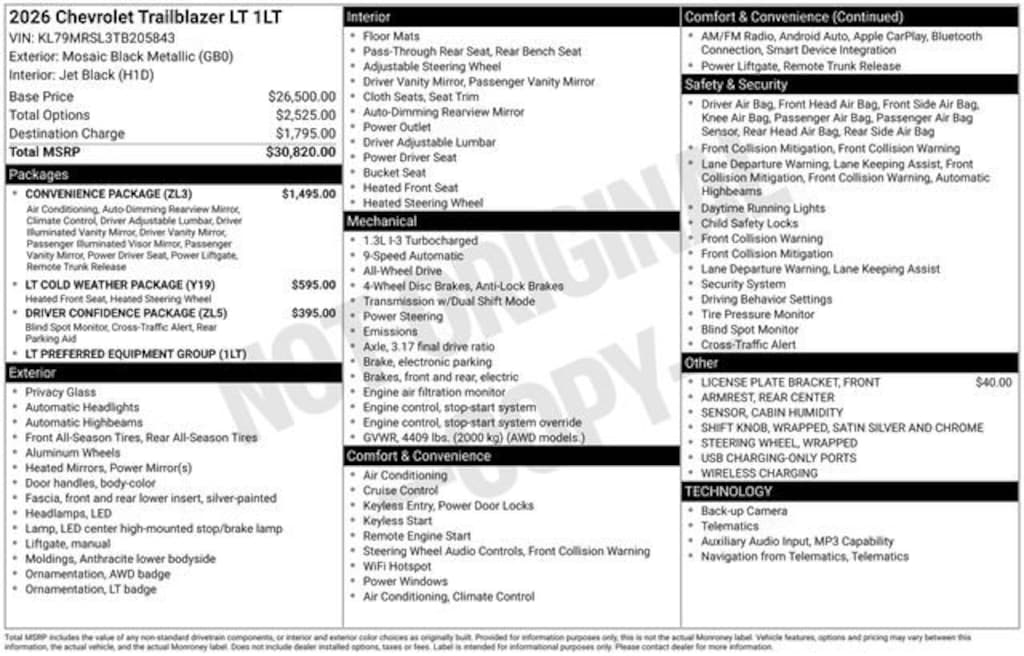 New 2026 Chevrolet Trailblazer LT SUV