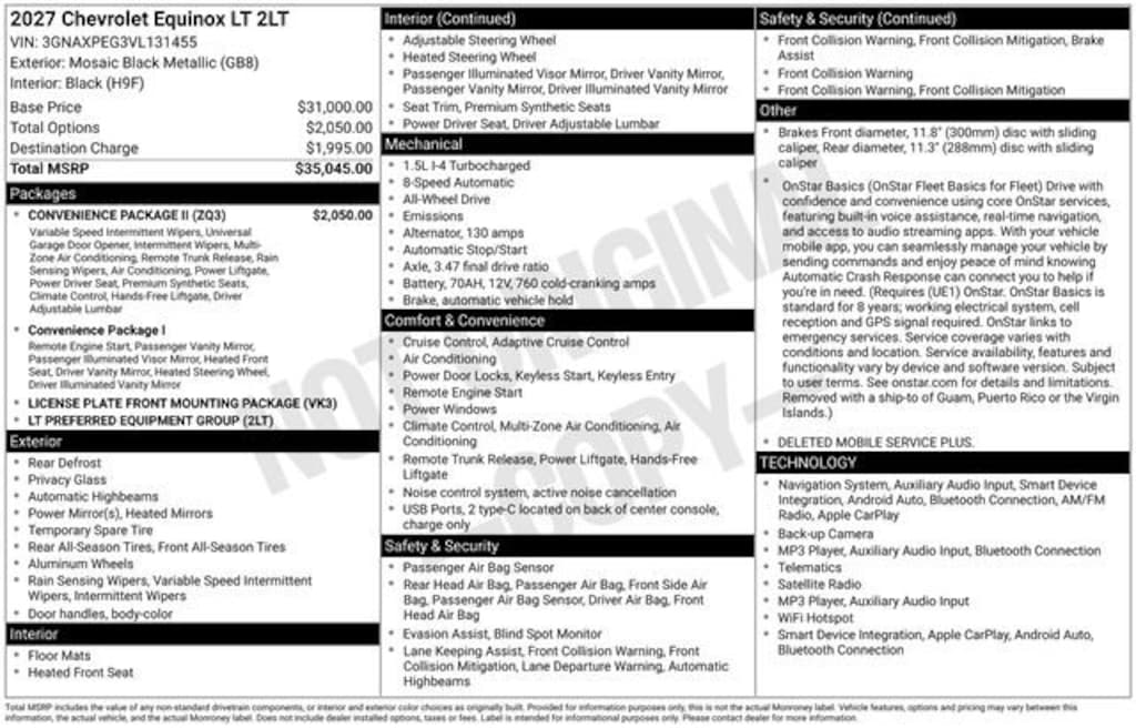 New 2027 Chevrolet Equinox LT SUV