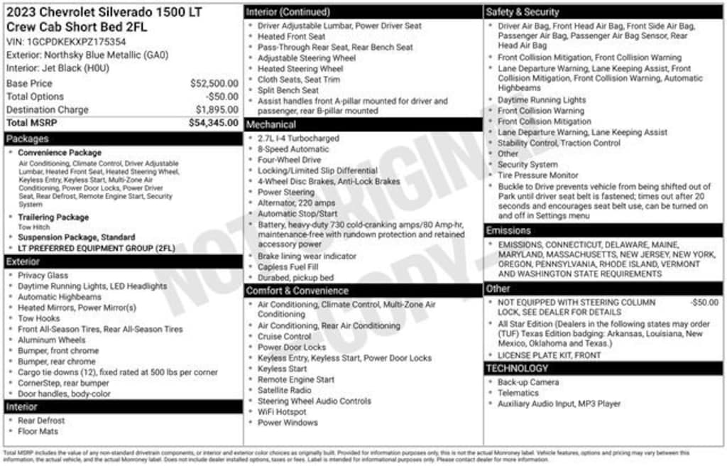 Used 2023 Chevrolet Silverado 1500 LT (2FL) Truck Crew Cab