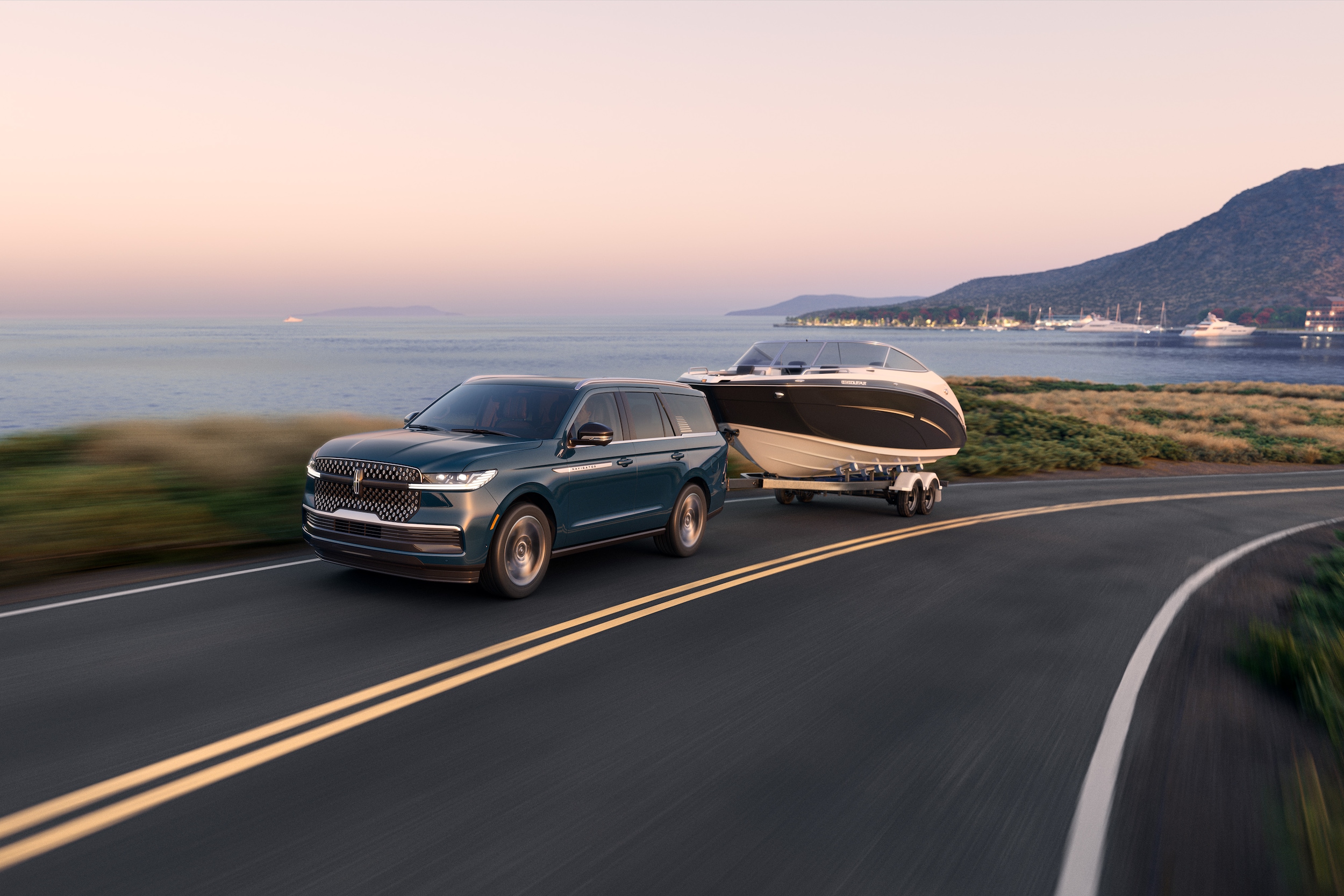 2025 Lincoln Navigator Reserve towing a boat