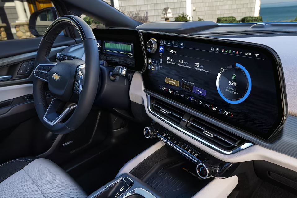 Interior view of the dashboard of a 2024 Chevy Equinox EV.