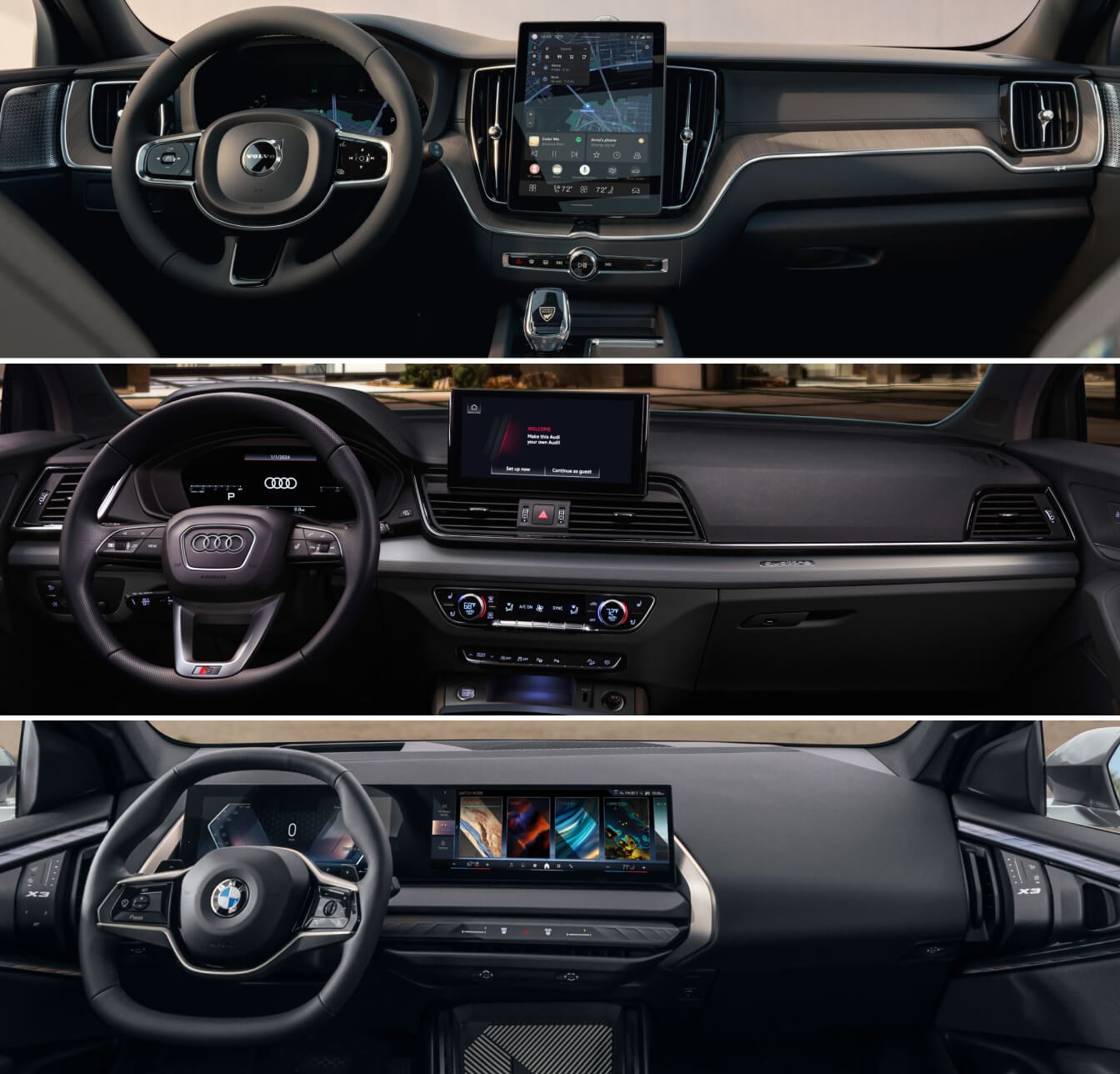 2025 Audi Q5 vs. BMW X3 vs. Volvo XC60 Technology & Cabin