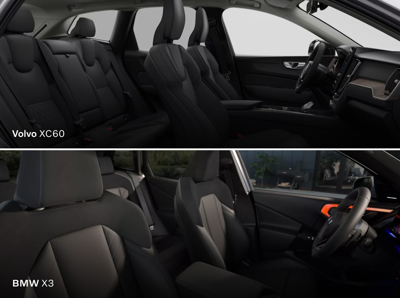Compare BMW X3 and Volvo XC60 Interior and Features