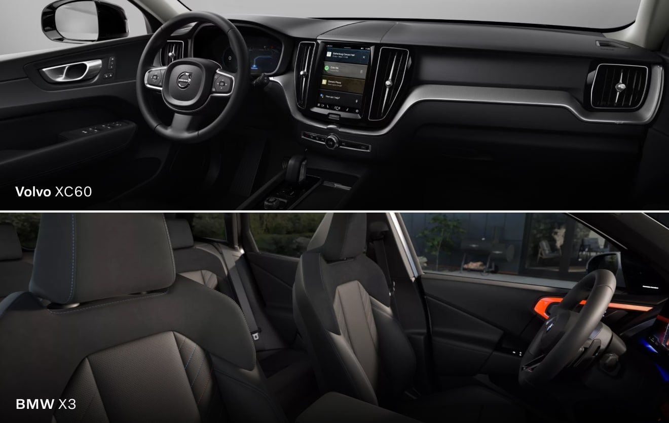 Compare BMW X3 and Volvo XC60 Interior and Features