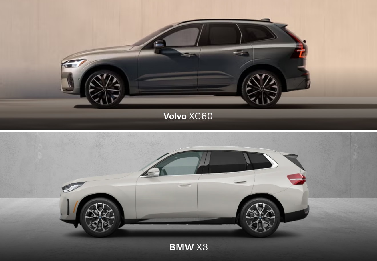 Spacious Volvo XC60 vs. BMW X3 Dimensions