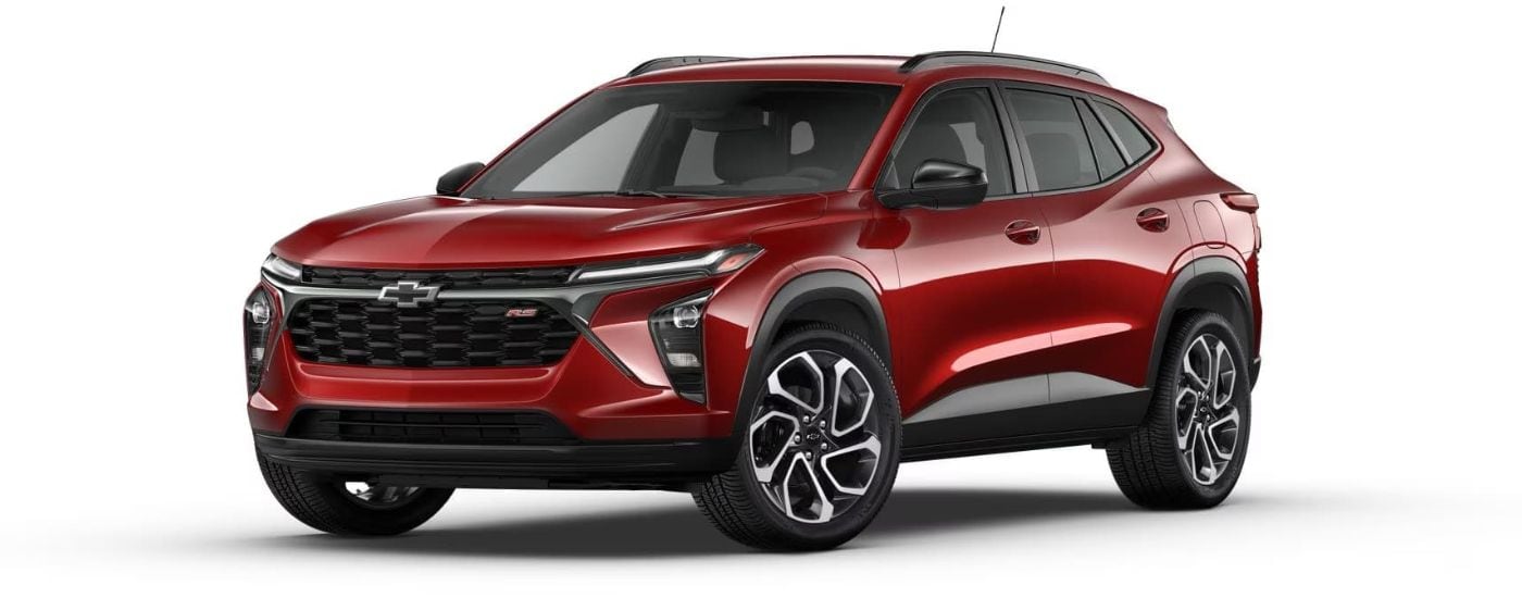 A red 2024 Chevy Trax 2RS is angled left.