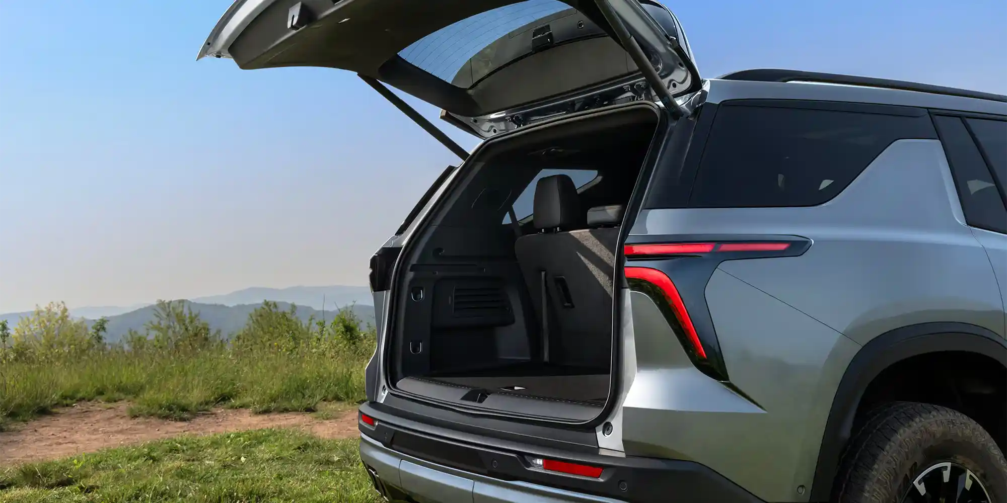 2026 Chevy Traverse trunk open showing cargo space at Dave Gill Chevrolet Columbus Ohio