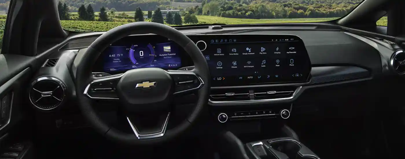 2026 Chevy Equinox EV interior and dashboard view at Dave Gill Chevrolet Columbus Ohio