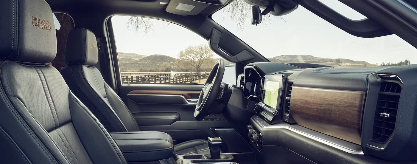 The interior of a 2024 Chevy Silverado 1500 High Country is shown.