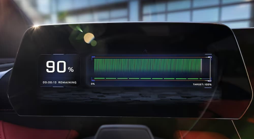 A close up of the charging level in a 2024 Chevy Blazer EV is shown.