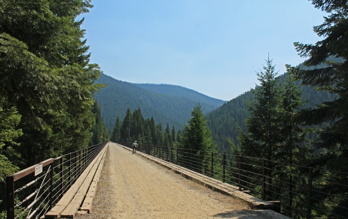 Kellog Bike trail in the mountains on a sunny day